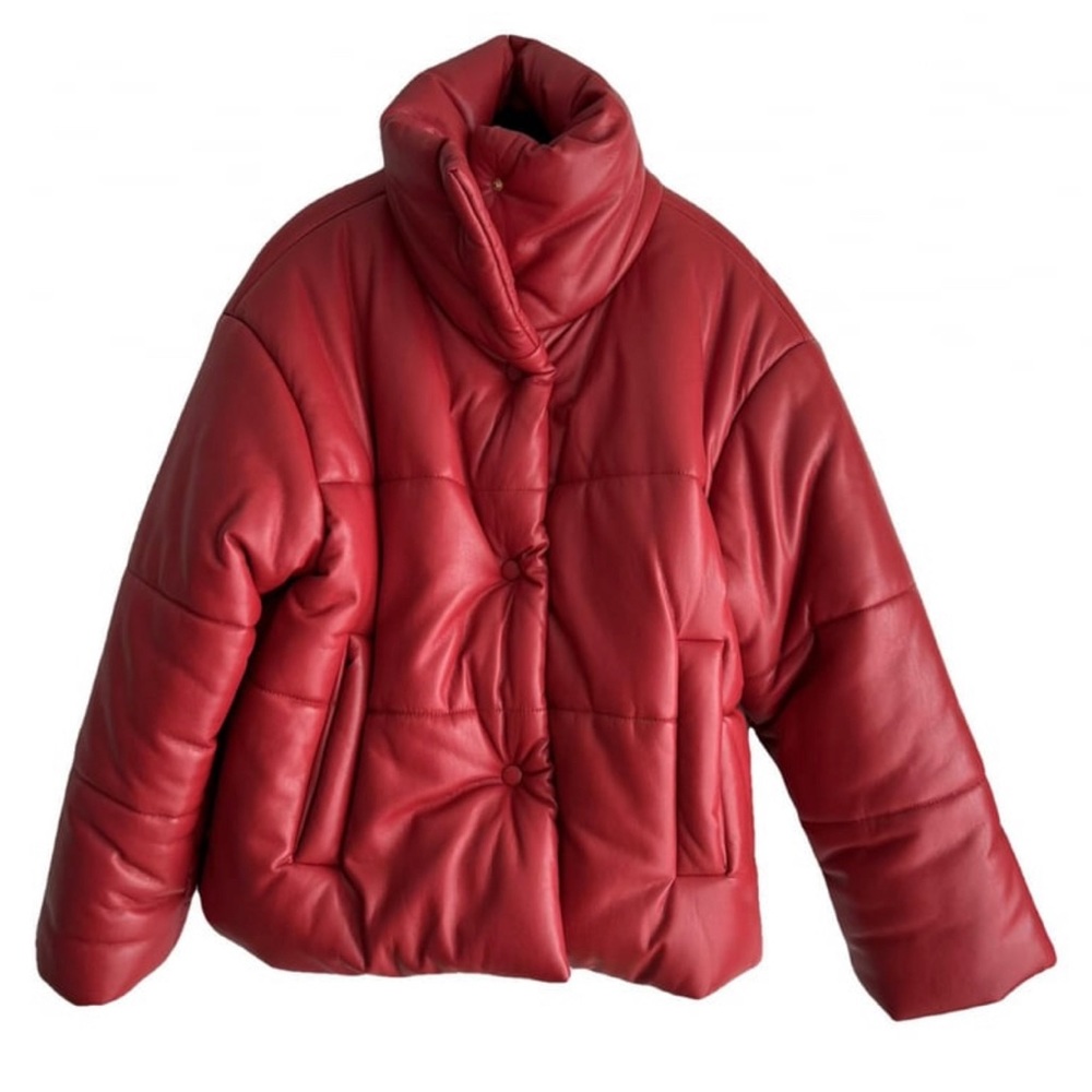 NANUSHKA Hide Quilted Padded Vegan
Leather Jacket Red